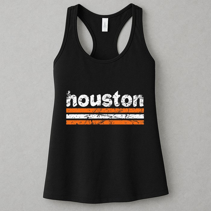 Houston Texas Three Stripe Vintage Weathered  Womens Tank Top