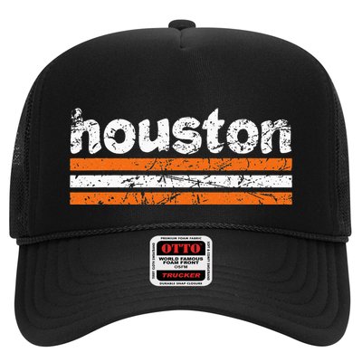 Houston Texas Three Stripe Vintage Weathered  Trucker Hat