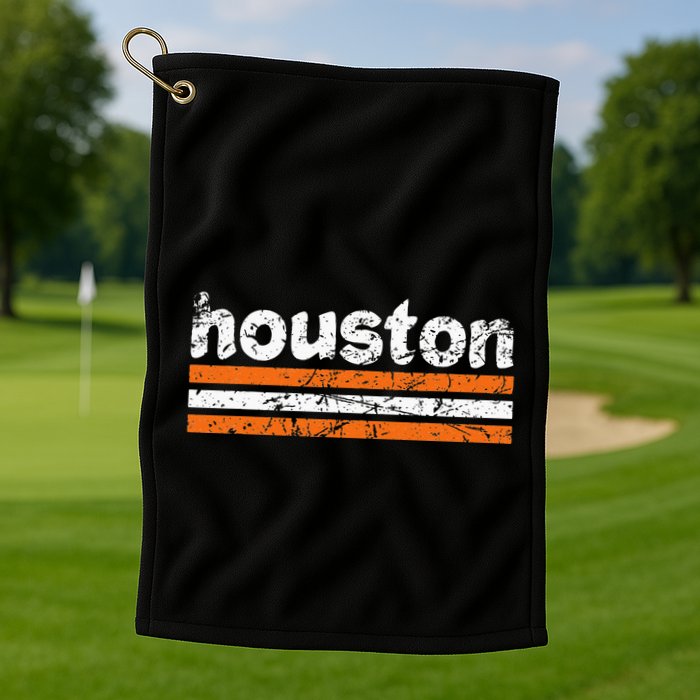 Houston Texas Three Stripe Vintage Weathered  Golf Towel