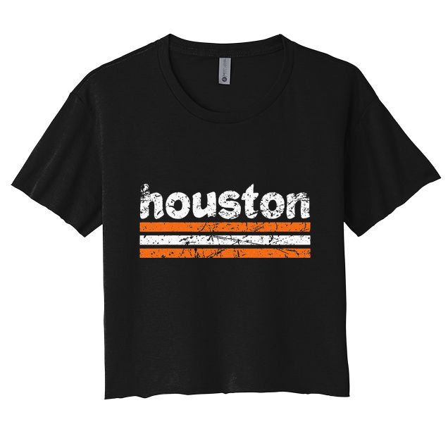 Houston Texas Three Stripe Vintage Weathered  Crop Top