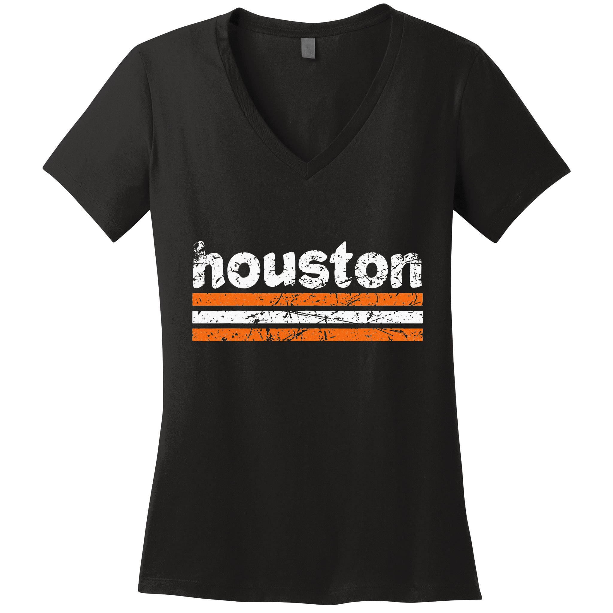 Houston Texas Three Stripe Vintage Weathered  Women's V-Neck T-Shirt