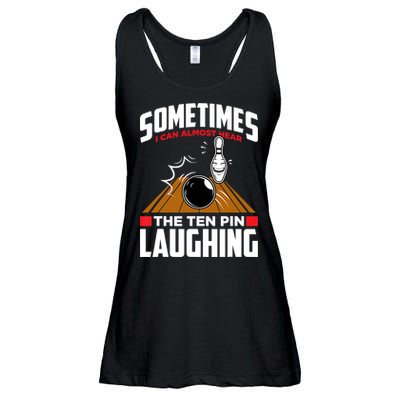 Hear The Ten Pin Laughing Funny Bowler & Bowling TShirt Ladies Essential Flowy Tank