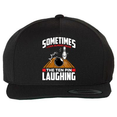 Hear The Ten Pin Laughing Funny Bowler & Bowling TShirt Wool Snapback Cap
