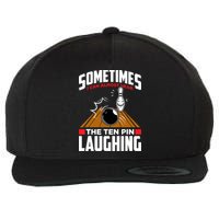 Hear The Ten Pin Laughing Funny Bowler & Bowling TShirt Wool Snapback Cap