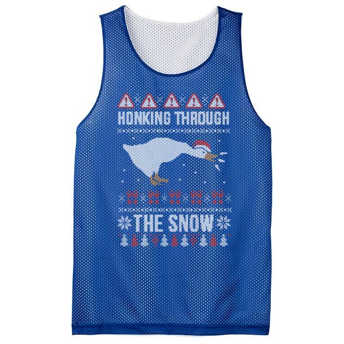 Honking Through The Snow Funny Goose Ugly Christmas Gift Mesh Reversible Basketball Jersey Tank