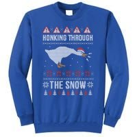 Honking Through The Snow Funny Goose Ugly Christmas Gift Tall Sweatshirt