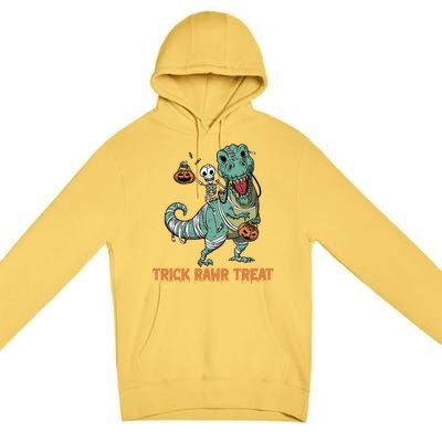 Halloween Trex Tgiftrex Trick Rawr Treat Funny Dinosaur Mummy Gift Premium Pullover Hoodie