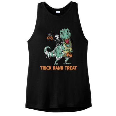 Halloween Trex Tgiftrex Trick Rawr Treat Funny Dinosaur Mummy Gift Ladies PosiCharge Tri-Blend Wicking Tank