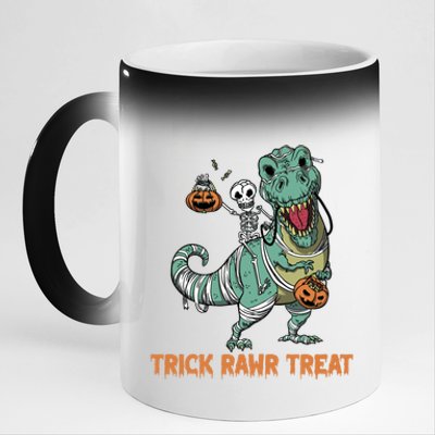 Halloween Trex Tgiftrex Trick Rawr Treat Funny Dinosaur Mummy Gift 11oz Black Color Changing Mug