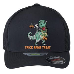 Halloween Trex Tgiftrex Trick Rawr Treat Funny Dinosaur Mummy Gift Flexfit Unipanel Trucker Cap