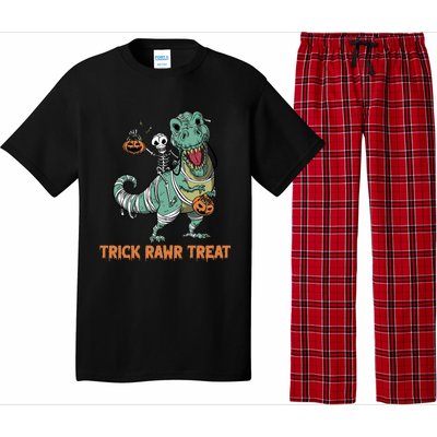 Halloween Trex Tgiftrex Trick Rawr Treat Funny Dinosaur Mummy Gift Pajama Set