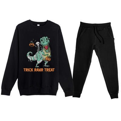 Halloween Trex Tgiftrex Trick Rawr Treat Funny Dinosaur Mummy Gift Premium Crewneck Sweatsuit Set