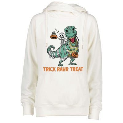 Halloween Trex Tgiftrex Trick Rawr Treat Funny Dinosaur Mummy Gift Womens Funnel Neck Pullover Hood