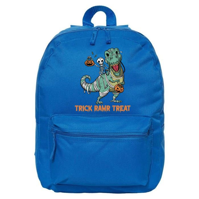 Halloween Trex Tgiftrex Trick Rawr Treat Funny Dinosaur Mummy Gift 16 in Basic Backpack