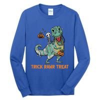 Halloween Trex Tgiftrex Trick Rawr Treat Funny Dinosaur Mummy Gift Tall Long Sleeve T-Shirt