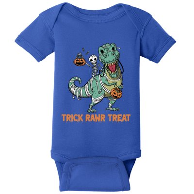 Halloween Trex Tgiftrex Trick Rawr Treat Funny Dinosaur Mummy Gift Baby Bodysuit