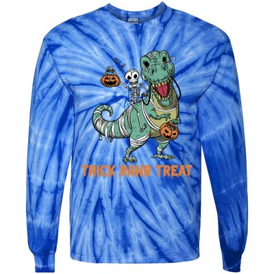 Halloween Trex Tgiftrex Trick Rawr Treat Funny Dinosaur Mummy Gift Tie-Dye Long Sleeve Shirt