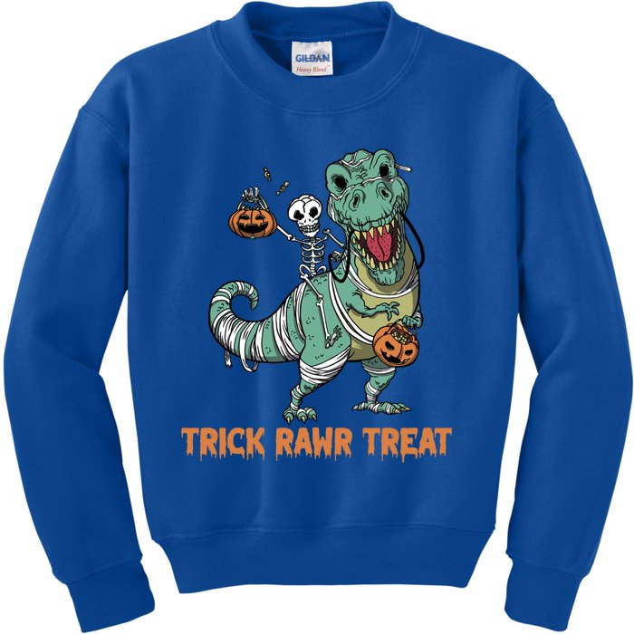 Halloween Trex Tgiftrex Trick Rawr Treat Funny Dinosaur Mummy Gift Kids Sweatshirt