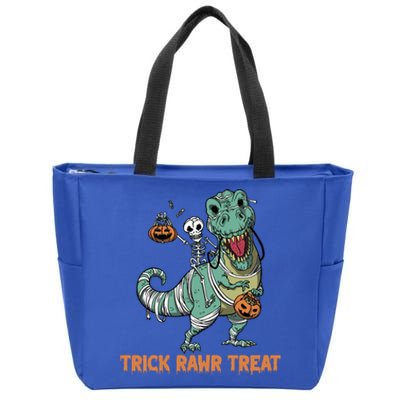 Halloween Trex Tgiftrex Trick Rawr Treat Funny Dinosaur Mummy Gift Zip Tote Bag