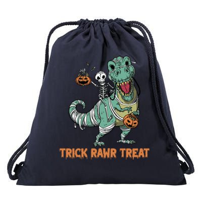 Halloween Trex Tgiftrex Trick Rawr Treat Funny Dinosaur Mummy Gift Drawstring Bag