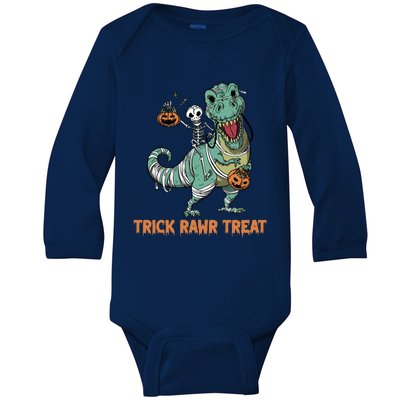 Halloween Trex Tgiftrex Trick Rawr Treat Funny Dinosaur Mummy Gift Baby Long Sleeve Bodysuit