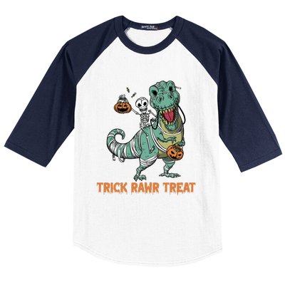 Halloween Trex Tgiftrex Trick Rawr Treat Funny Dinosaur Mummy Gift Baseball Sleeve Shirt