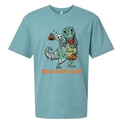 Halloween Trex Tgiftrex Trick Rawr Treat Funny Dinosaur Mummy Gift Sueded Cloud Jersey T-Shirt