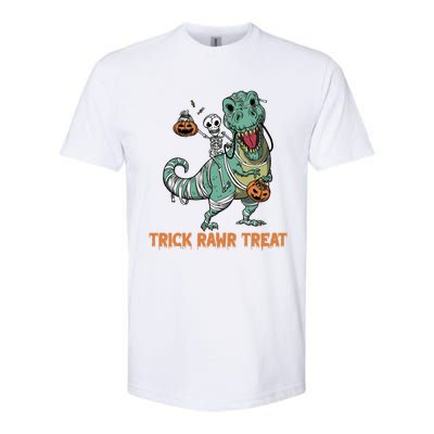 Halloween Trex Tgiftrex Trick Rawr Treat Funny Dinosaur Mummy Gift Softstyle CVC T-Shirt