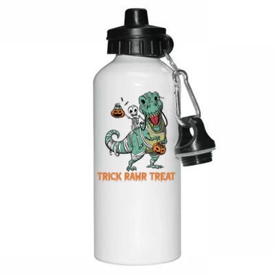 Halloween Trex Tgiftrex Trick Rawr Treat Funny Dinosaur Mummy Gift Aluminum Water Bottle