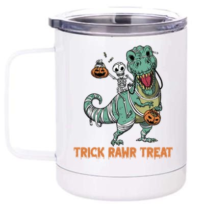 Halloween Trex Tgiftrex Trick Rawr Treat Funny Dinosaur Mummy Gift 12 oz Stainless Steel Tumbler Cup