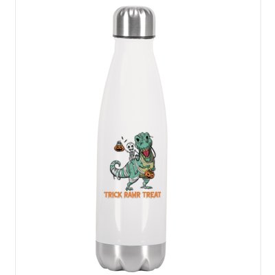 Halloween Trex Tgiftrex Trick Rawr Treat Funny Dinosaur Mummy Gift Stainless Steel Insulated Water Bottle