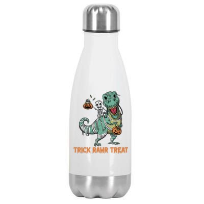 Halloween Trex Tgiftrex Trick Rawr Treat Funny Dinosaur Mummy Gift Stainless Steel Insulated Water Bottle