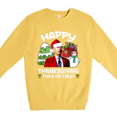 Happy Thanksgiving Trick Or Treat Joe Biden Santa Christmas Premium Crewneck Sweatshirt