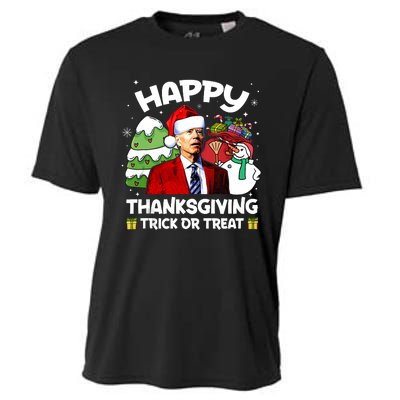 Happy Thanksgiving Trick Or Treat Joe Biden Santa Christmas Cooling Performance Crew T-Shirt