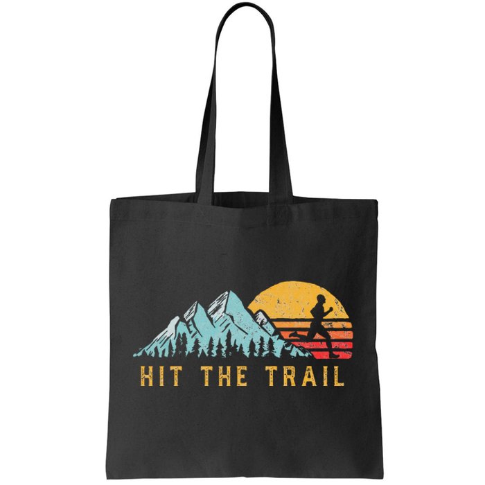 Hit The Trail Runner Retro Style Vintage Running Tote Bag