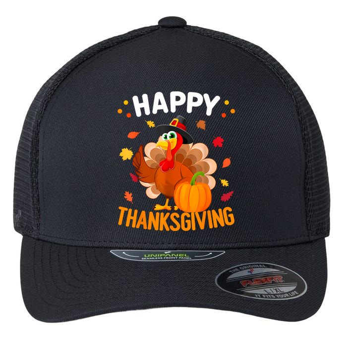 Happy Thanksgiving Turkey Day Autumn Fall Family Flexfit Unipanel Trucker Cap