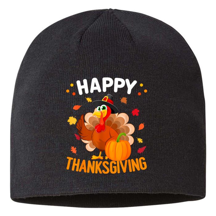 Happy Thanksgiving Turkey Day Autumn Fall Family Sustainable Beanie