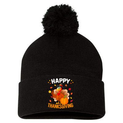 Happy Thanksgiving Turkey Day Autumn Fall Family Pom Pom 12in Knit Beanie