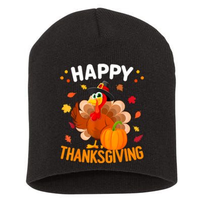 Happy Thanksgiving Turkey Day Autumn Fall Family Short Acrylic Beanie