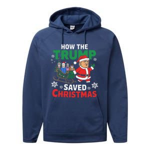 How The Trump Saved Christmas Funny Trump Christmas Performance Fleece Hoodie