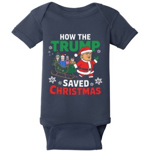 How The Trump Saved Christmas Funny Trump Christmas Baby Bodysuit