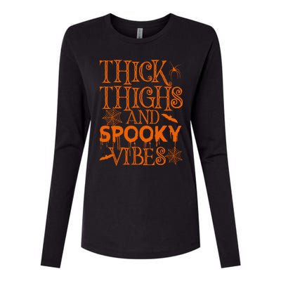 Halloween Thick Thighs And Spooky Vibes Cool Gift Womens Cotton Relaxed Long Sleeve T-Shirt