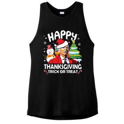 Happy Thanksgiving Trick Or Treat Joe Biden Santa Christmas Ladies PosiCharge Tri-Blend Wicking Tank