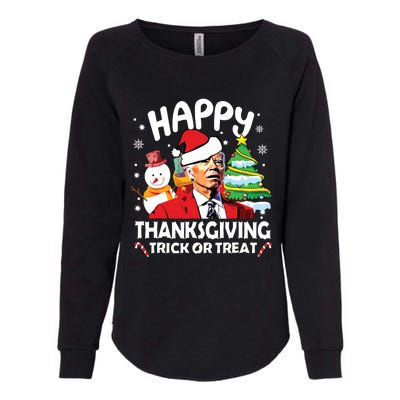 Happy Thanksgiving Trick Or Treat Joe Biden Santa Christmas Womens California Wash Sweatshirt