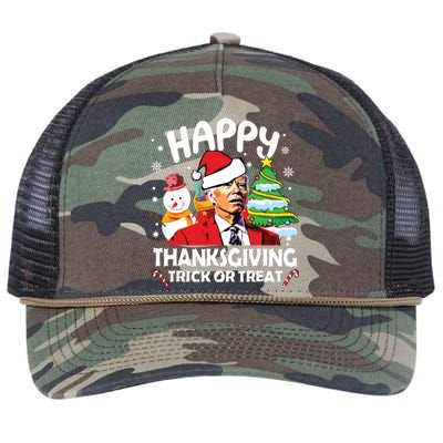 Happy Thanksgiving Trick Or Treat Joe Biden Santa Christmas Retro Rope Trucker Hat Cap