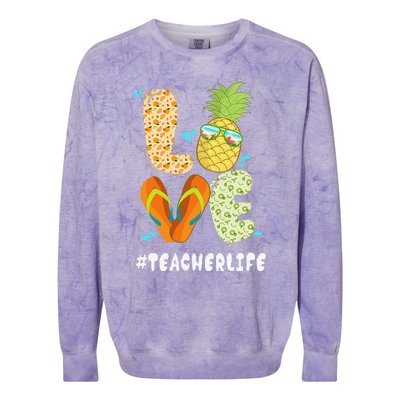 Hashtag TeacherLife Teacher Life Summer Pineapple Loves Colorblast Crewneck Sweatshirt