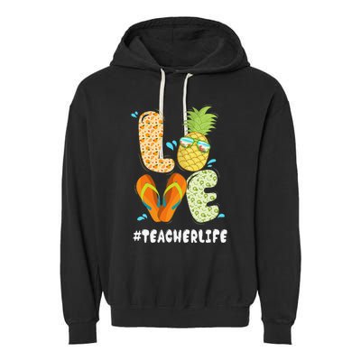 Hashtag TeacherLife Teacher Life Summer Pineapple Loves Garment-Dyed Fleece Hoodie