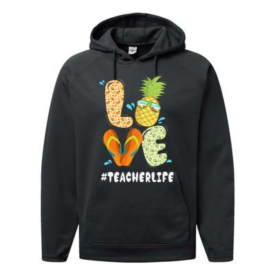 Hashtag TeacherLife Teacher Life Summer Pineapple Loves Performance Fleece Hoodie