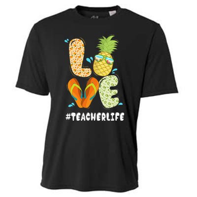 Hashtag TeacherLife Teacher Life Summer Pineapple Loves Cooling Performance Crew T-Shirt