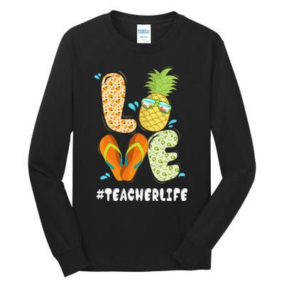 Hashtag TeacherLife Teacher Life Summer Pineapple Loves Tall Long Sleeve T-Shirt